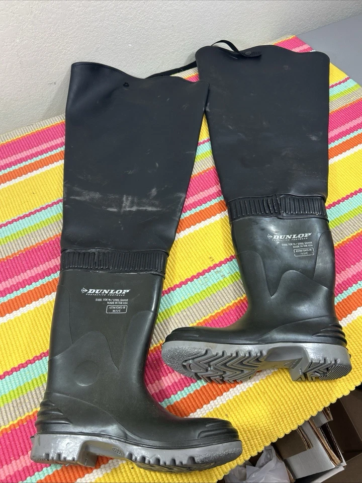 Botas Dunlop Hip Waders Puntera y Vástago de Acero Mezcla de Poliéster/PVC Negras EE. UU. Para hombres EE. UU. 6/7 M Foto 1 de 4