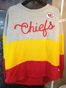 Touch Stadium-Womens colorblock NFL KC Chiefs v-back pullover sweatshirt sz M - Picture 1 of 6
