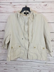Talbots Tan Funnel Neck Button Front 3/4 Sleeve Jacket Women's Plus Size 18W - Picture 1 of 12