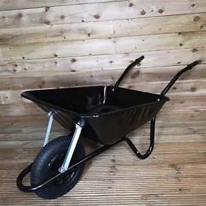 More details for 85 litre heavy duty builders wheelbarrow – black – pneumatic wheel