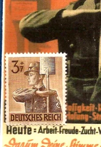 NAZI GERMANY Third 3rd Reich WW2 RAD Youth Workers 3 pf postage stamp MNH - Picture 1 of 1
