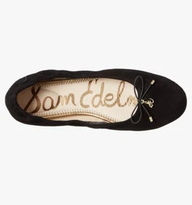 new Sam Edelman Felicia Black Suede Slip On Rounded Closed Toe Ballet Flats 7.5 - Picture 1 of 5