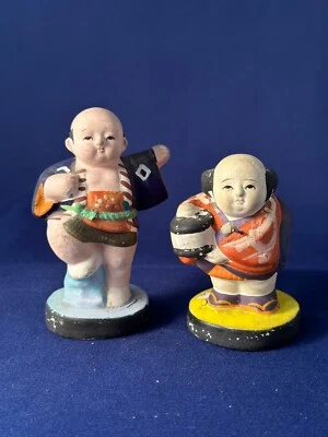 Japanese PAIR do ningyo gosho ningyo, small clay palace dolls - Image 1 of 4