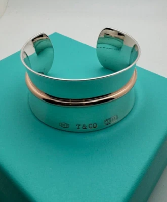 Tiffany Concave Belt Wide Bangle Cuff Rubedo Accent  Medium Sterling Silver 925 - Image 1 of 4