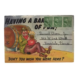 Vintage Postkartenmappe Ein Fass Spaß trinken Humor Alkohol Bars - Bild 1 von 5