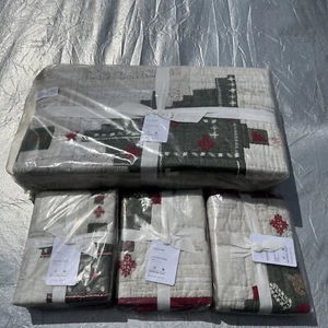 4 Piece Pottery Barn Arden Tree Full/Queen Quilt 2 Standard 1 Euro Pillow Shams - Picture 1 of 15