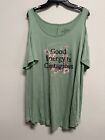 Torrid Super Soft Knits Good Energy Is Contagious Green Blouse Size 1 Or 1X