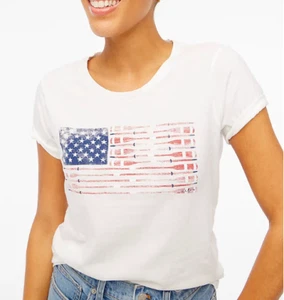 Camiseta gráfica de coleccionista de gráficos J Crew Oars bandera americana nueva con etiquetas - Imagen 1 de 4