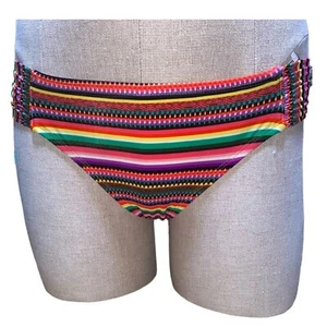 Parte inferior de bikini hipster Mossimo para mujer S multicolor a rayas nailon/spandex trajes de baño - Imagen 1 de 8