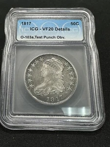 1817 Capped Bust Half Dollar ICG : graded VF 20 Details, Test Punch Obv. - Picture 1 of 2