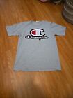 Vintage Champion Big C Patch with Embroidered Logo T-Shirt Gray Medium 