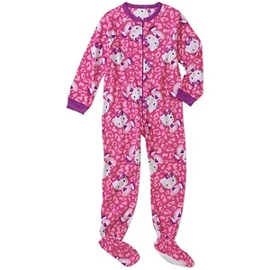 Hello Kitty Leopard Pattern Girls XS 4/5 Blanket Sleeper Footed Pajamas Pink - Picture 1 of 1