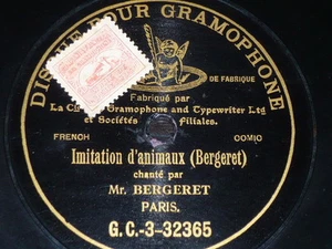 FRENCH 78 rpm RECORD G&T Black Mr. BERGERET Comic IMITATION D´ANIMAUX - Picture 1 of 1
