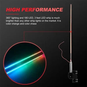 2PCS Whip Lights RGB LED Antenna Light Waterproof - Picture 1 of 11
