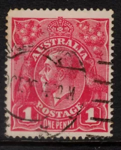 Australia KGV 1D Red Stamp, Used, Single Wmk (R001) - Free Post - Picture 1 of 1