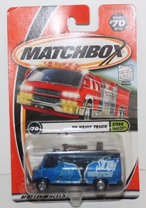 Matchbox Mercedes TV News Truck Blue Body Storm Watch - Picture 1 of 2