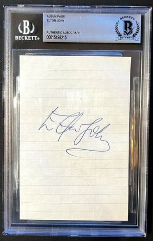 🔥🔥 VINTAGE SIR ELTON JOHN SIGNED AUTOGRAPHED PAPER BECKETT SLABBED CERTIFIED Cover
