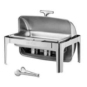 Roll Top Chafing Dish Buffet Complete Set, 9 qt. Stainless Steel Chafer, Rectang - Picture 1 of 8