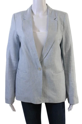 Blazer Joie Mujer Lino Azul Claro Cuello en V Botón Manga Larga Talla 8 Foto 1 de 4