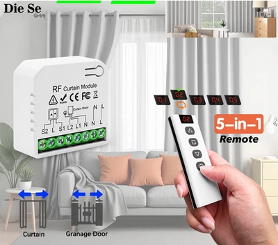 433mhz Funk Rolladensteuerung Nachrüstset Vorhang Schalter RF Fernbedienung - Bild 1 von 4