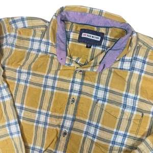 32 Bar Blues Men's XL Button Up Long Sleeve Plaid Casual Shirt Yellow Blue - Picture 1 of 7