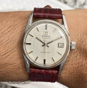 Edox Kingstar Automatic Vintage Skin Diver Watch 20 ATM Swiss Made 25 Jewels - Picture 1 of 19