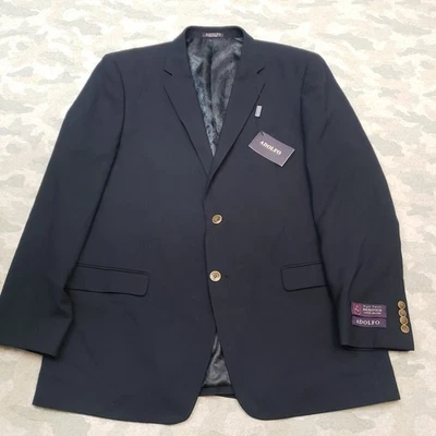Adolfo Blazer Mens 46L Blue Sport Coat Pockets Two Button Long Sleeve NWT - Image 1 of 4
