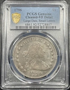 1796 Draped Bust Silver Dollar $1 Small Eagle PCGS VF Detail Large Date - Picture 1 of 4