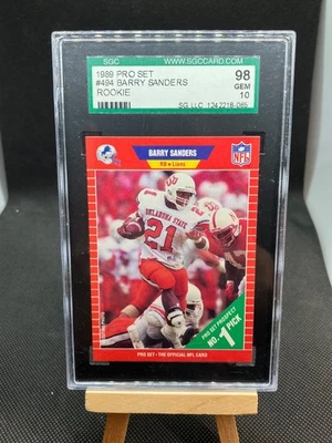 Barry Sanders 1989 Pro Set Tarjeta de Novato RC #494 SGC 10 OG LOSA Leones 👀🦁👑�🏈🔥 Foto 1 de 2