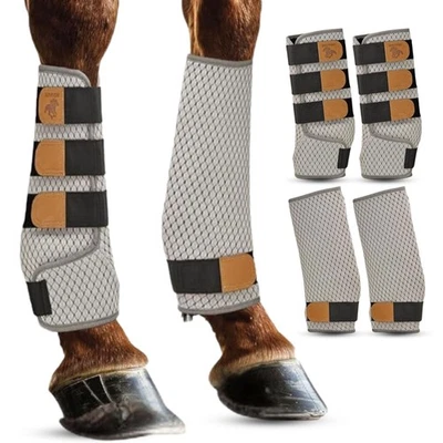 Juego de 4 botas de mosca suave premium para caballos - grandes protectoras y cómodas H... Foto 1 de 4