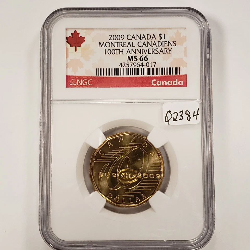 2009 $1 Canada Montreal Canadiens 100th - Commemorative - NGC MS 66 - SKU-Q2384 - Image 1 of 4
