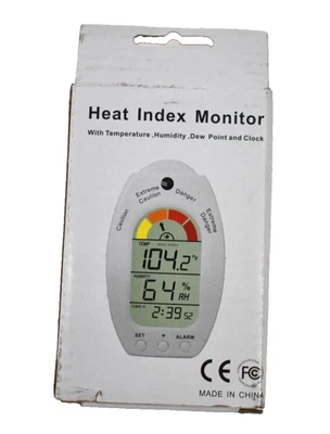 Ambient Weather Heat Index Monitor WS-HE0 Handheld Temp Humidity Dew Point Clock - Image 1 of 4