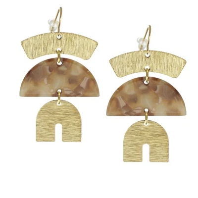 Pendientes Boho de Acrílico Multicolor, Alambres para Orejas de Oro 18K, Opciones de Color Foto 1 de 4