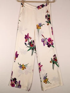 Etro Hose Damen 38 weiß Iris Blumen weites Bein cropped Made in Italy Viskose - Bild 1 von 16
