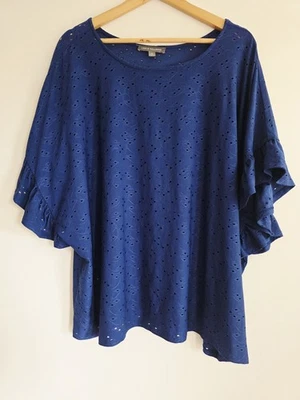Blusa top para mujer Kate & Mallory talla grande 3X azul real  Foto 1 de 4