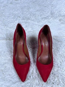 Schutz Shoes Womens Size 7B Red Suede Block Heel Pointed Toe Pumps Classic Style - Picture 1 of 12