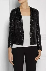 Neu Maje Kevini Pailletten Cropped Party Abend Blazer Jacke Schwarz S EUR 36 - Bild 1 von 8