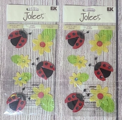 Jolee's Boutique EK Success Lady Bugs Flowers Epoxy Stickers Crafts New - Image 1 of 4