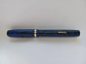 1920's CONKLIN TOLEDO ENDURA OS Fountain Pen Sapphire Blue 14K | MADE IN USA - Picture 1 of 23