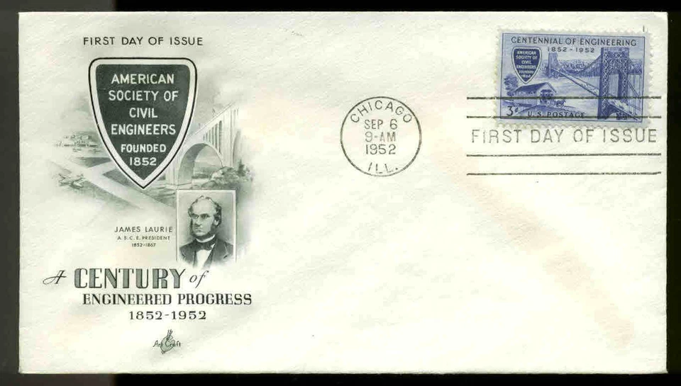 U.S. FDC #1012  Artcraft Cachet Chicago, IL Civil Engineering - Image 1 of 1