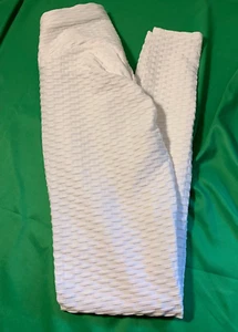 NUEVO CON ETIQUETAS LEGGING PEQUEÑO PEINE MIEL YOGA CINTURA ALTA BLANCO JUNIORS/MUJERES - Imagen 1 de 4