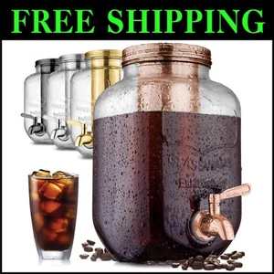 Durable 1 Gallon Iced Tea & Coffee Dispenser - Stainless Steel & Airtight Lid - Picture 1 of 9