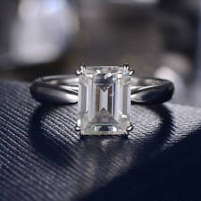 14k White Gold 2.70 ct Emerald Brilliant Diamond Ring Lab-Created Wedding Gift