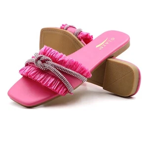 Sandalia para mujer GLAZE con flecos estrás correa de cristal punta cuadrada - Imagen 1 de 31