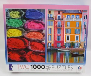 Ceaco TWO 1000pc Puzzles | Colorful Houses Italy & Colorful Pigments NEW Sealed - Picture 1 of 3