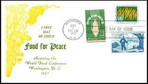1231-8 Food for Peace FDC, cachet centenario, combo, patta aperta, senza indirizzo - Foto 1 di 3