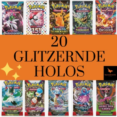 20 neue GLITZERNE Pokemon Holo Karten garantiert! Geschenk Kinder Günstig Selten