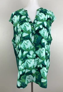 NY and Co. Camisa Popover Verde Mixta Manga Corta Ropa de Trabajo Top Mujer XL - Imagen 1 de 6