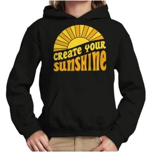 Groovy Retro Create your Sunshine Saying Youth Hooded Sweatshirt Boy or Girl - Picture 1 of 7
