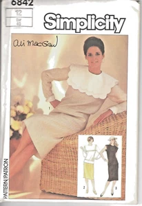 1985 SIMPLICITY "Ali MacGraw" Pattern #6842 Size 12 Two Piece Dress Top & Skirt - Foto 1 di 2